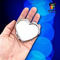 Дзеркальце металеве у формі серця + друк