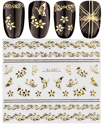 Наклейки 3d 3D, DL357 золото, фото 1