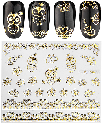 Наклейки 3d 3D, DL346 золото, фото 1