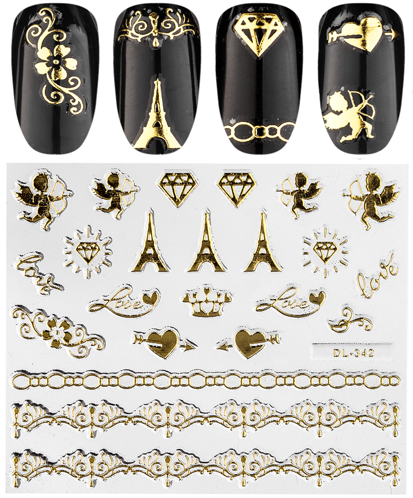 Наклейки 3d 3D, DL342 золото