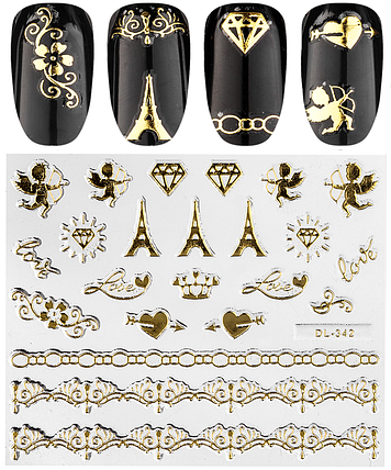 Наклейки 3d 3D, DL342 золото, фото 1