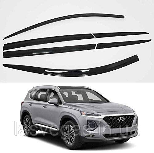 Дефлектори вікон (вітровики) Hyundai Santa Fe 2018-2023 (6шт./Autoclover/Корея), фото 1