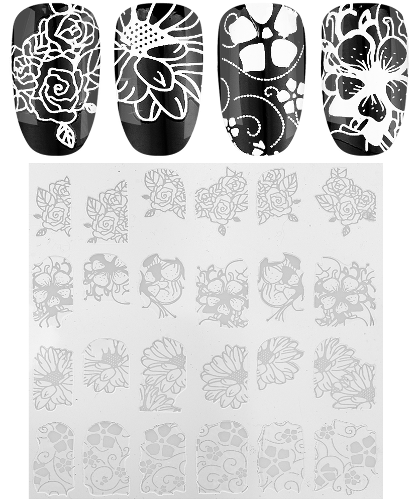 Силіконові наклейки 3D, №LB101 білі