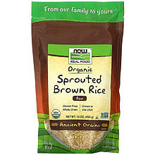 Пророслий коричневий рис NOW Foods, Real Food "Organic Sprouted Brown Rice" сирий, органічний (454 г)