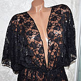 Розмір 58. Пляжна гіпюрова туніка для жінок, чорний довгий мереживний халат великого розміру, фото 6
