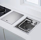 Прихована кухонна мийка Platinum Handmade 4050 з дозатором та змішувачем, фото 3