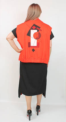 Турецьке асиметричне плаття з жакетом Stella 58 - 64 р чорний/помаранчевий, фото 2