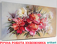 Картина цветы живопись маслом на холсте Картина ручной работы интерьерная большая Подарок начальнику женщине
