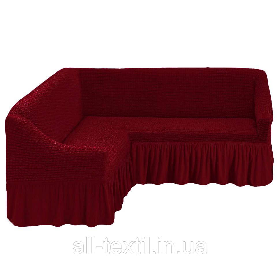 Чохол на кутовий диван універсального розміру Різні кольори Бордо