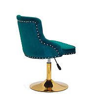 Стілець Olimp GD-Base велюр зелений 1003, золота кругла нога-опора з регулюванням висоти сидіння, фото 7