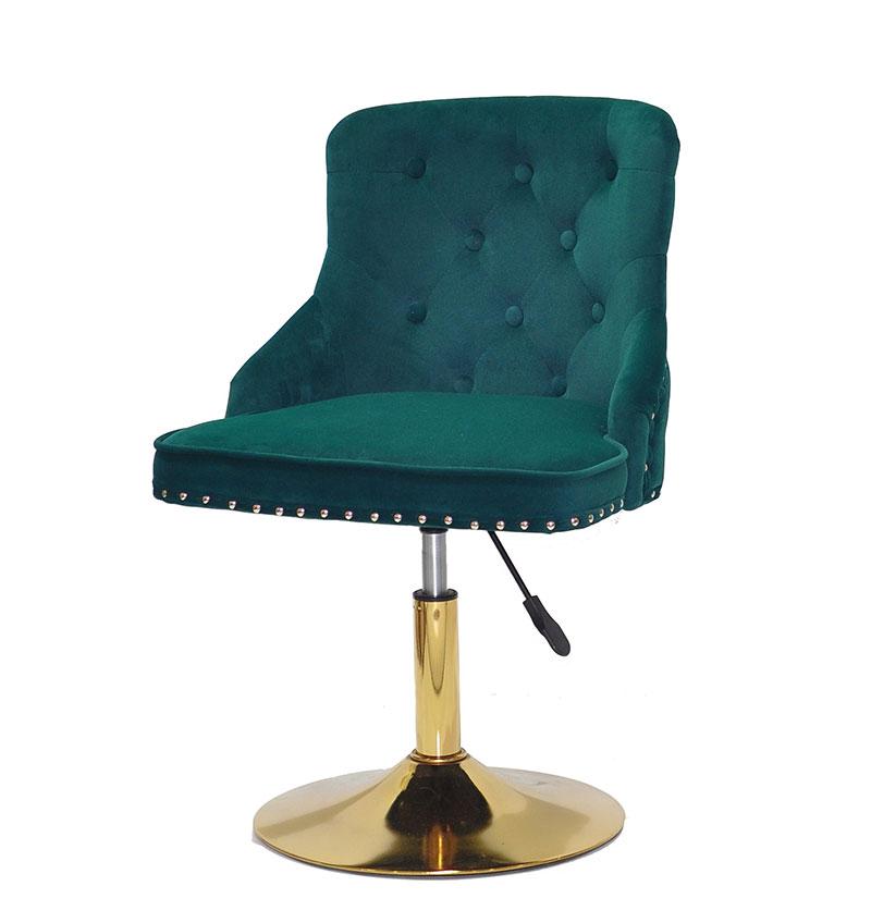 Стілець Olimp GD-Base велюр зелений 1003, золота кругла нога-опора з регулюванням висоти сидіння, фото 1