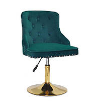 Стілець Olimp GD-Base велюр зелений 1003, золота кругла нога-опора з регулюванням висоти сидіння, фото 5