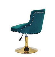 Стілець Olimp GD-Base велюр зелений 1003, золота кругла нога-опора з регулюванням висоти сидіння, фото 3