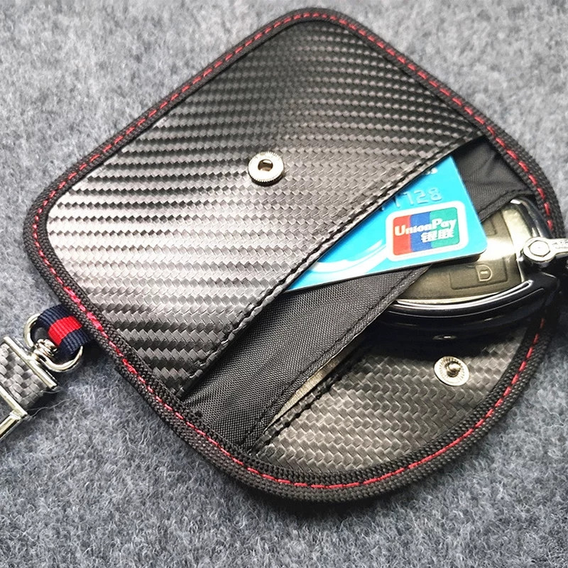 ЧОХОЛ RFID для Смарт ключа - АНТИУГОН (колір чорний карбон + червоний)
