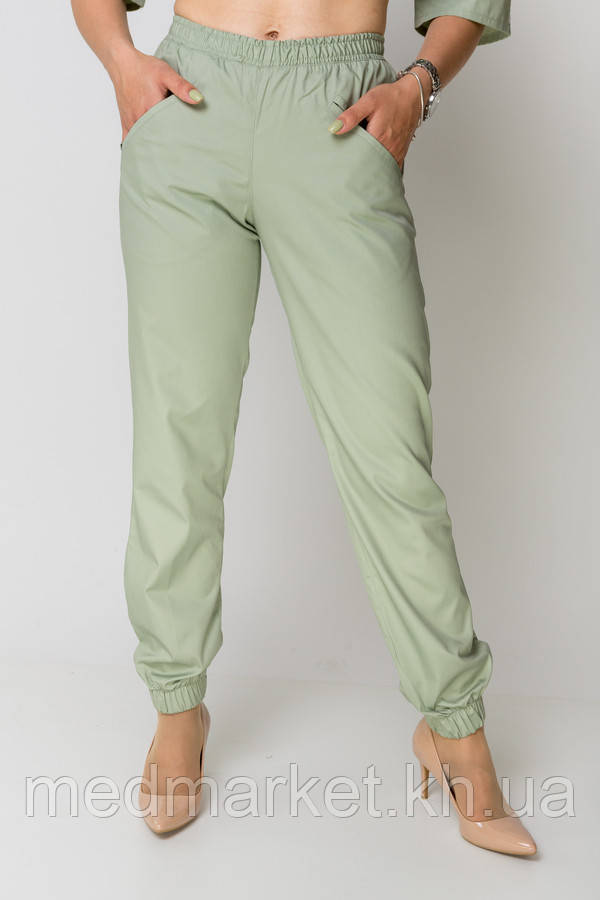 Штани-джоггеры медичні жіночі ELIT COTTON Фісташка, фото 1