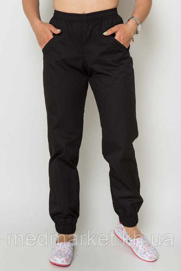 Штани-джоггеры медичні жіночі ELIT COTTON Чорний, фото 1