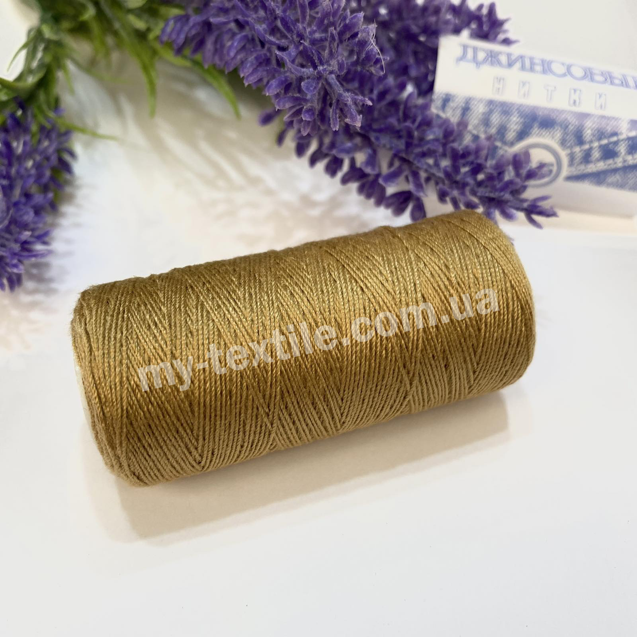 Нитка швейна джинсова 10 шт Темно- золотистий, фото 1