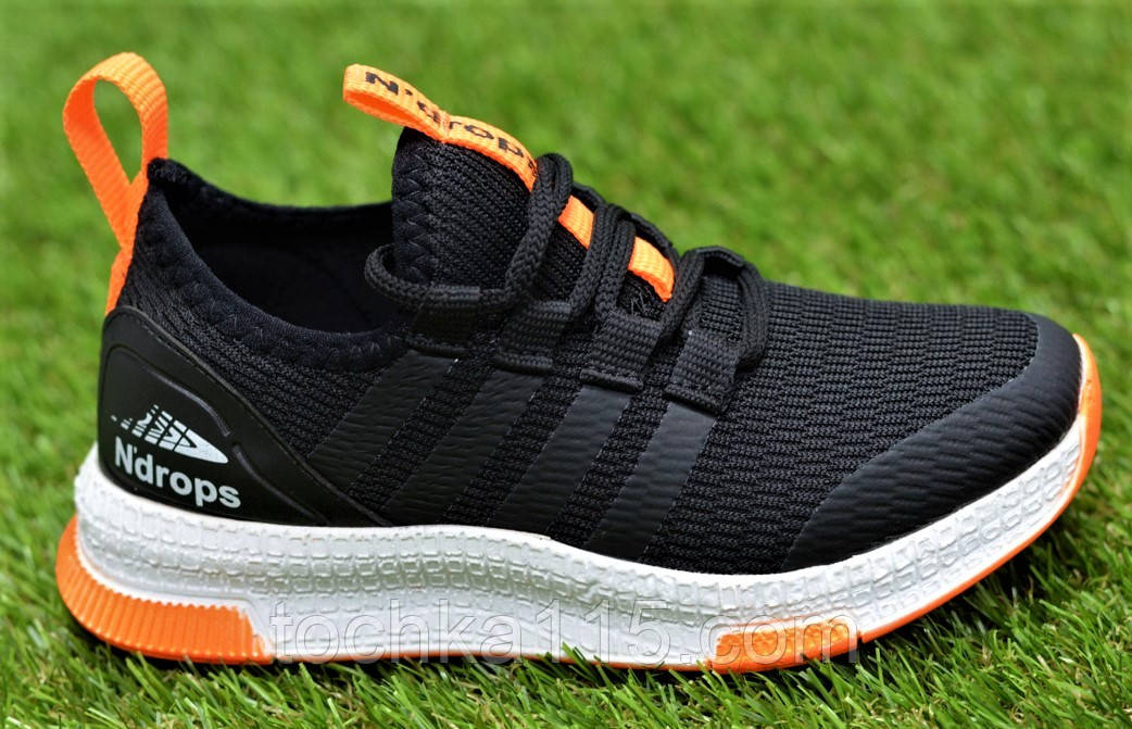 Дитячі кросівки аналог adidas Runfalcon Black Orang адідас ран фалкон чорний оранжевий 32-33