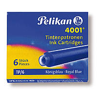 Картриджи чернильные Pelikan 4001 TP/6 Royal Blue 6 штук, короткие, цвет синий, 301176