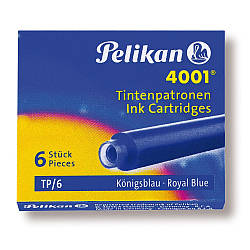 Картриджі чорнильні Pelikan 4001 TP/6 Royal Blue 6 штук, короткі, колір синій, 301178