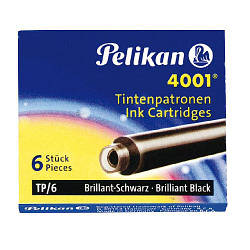 Чорнильні картриджі Pelikan 4001 TP/6 Brilliant Black 6 штук, короткі, колір чорний, 301216