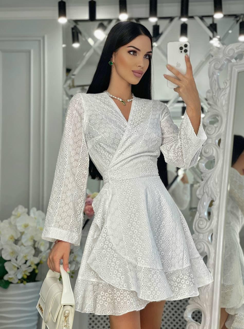 Сукня міні Сяйво жіноче з прошви на запах повітряне з пишною спідницею Smf6280