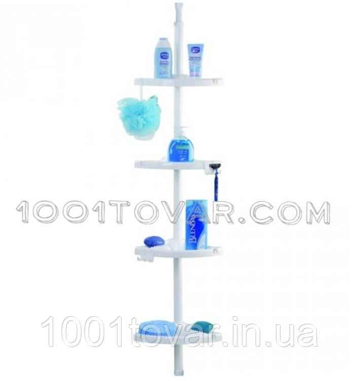 Полиця кутова для ванної Dogus Banyo 006, білий колір на пластиковій трубі, фото 1