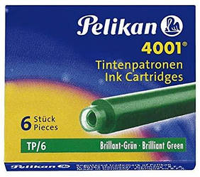 Картриджі чорнильні Pelikan 4001 TP/6 Brilliant Green 6 штук, короткі, колір зелений, 301200