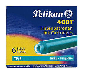 Чорнильні картриджі Pelikan 4001 TP/6 Turquoise 6 штук, короткі, колір бірюзовий, 301703