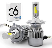 Комплект LED ламп ближний и дальний свет C6 HeadLight H4 12v 2шт! наилучший