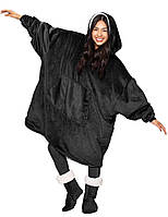 Плед Huggle Hoodie двухсторонняя толстовка халат с капюшоном и рукавами черный! наилучший