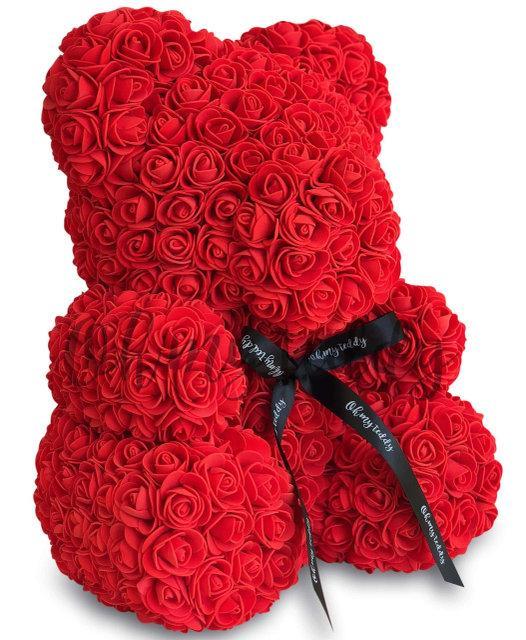 Мишка из алых 3D роз в подарочной упаковке медведь Тедди Красный! наилучший - фото 1 - id-p1449978541