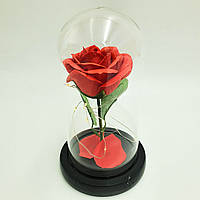 Роза в стеклянной колбе UKC с LED подсветкой подарочная экспозиция романтический подарок 20 см красная!!