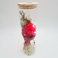 Роза в колбе с LED подсветкой романтический подарок ночник 26 см красная! наилучший