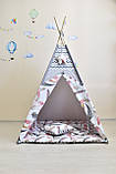 Палатка Вігвами дитячий з Великими пір'їнами, Індивідуальний набор, Підвіска та прапорці в подарунок, фото 3