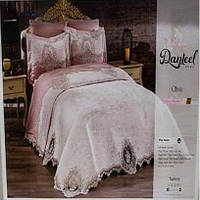 Комплект Шенилловое покрывало + постельное белье DANTEEL Home Olivia (240*240) капучино