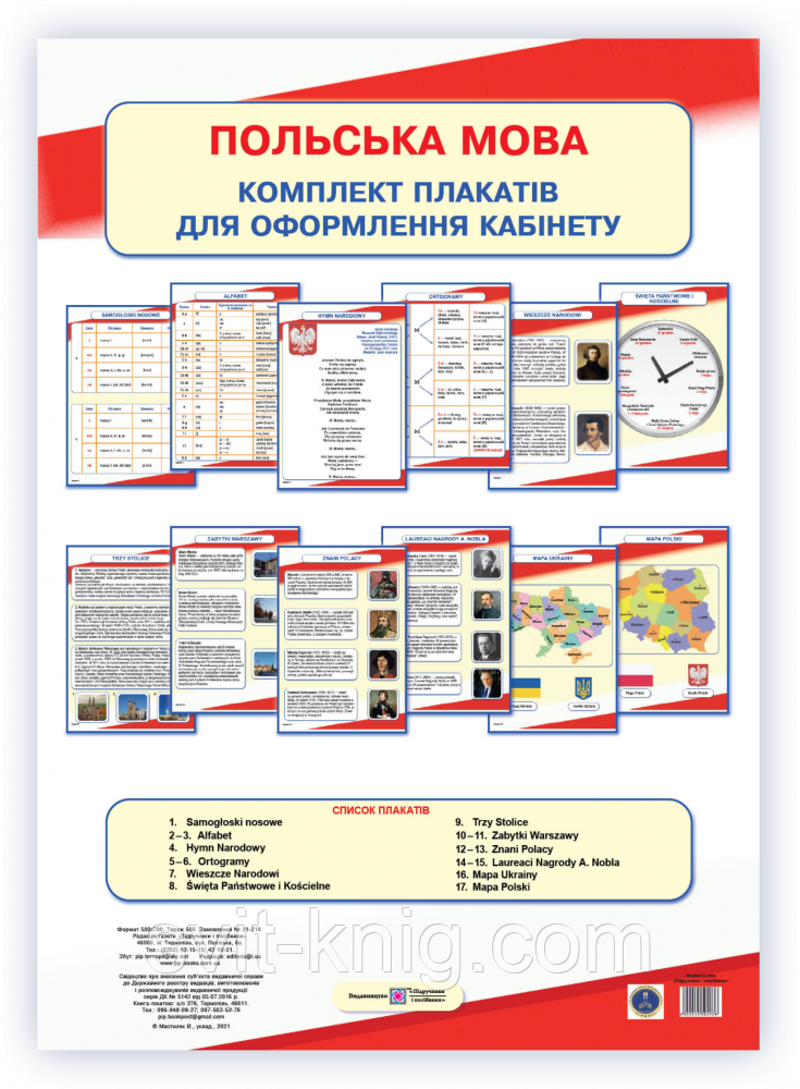 Комплект плакатів для оформлення кабінету польської мови, фото 1