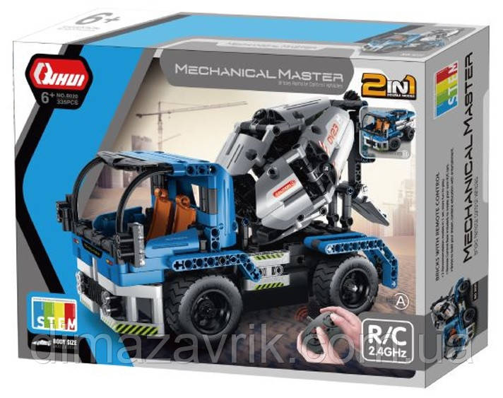 Конструктор QiHui 8023 р/у "Бетономішалка та самоскид 2в1" 394 деталі, фото 1