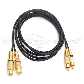 Кабель подовжувач аудіо 2RCA-2RCA у екрані,метал Gold, фото 4
