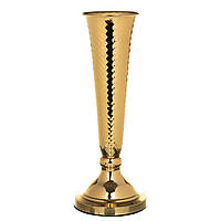 Висока декоративна металева ваза для весільного декору "Клітка" 50х13 див. золото