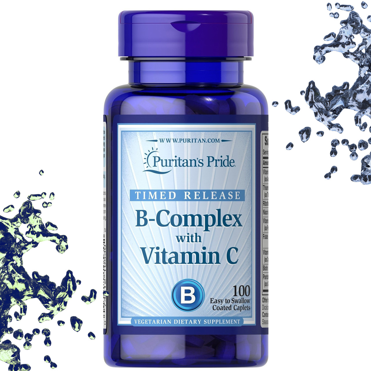 Вітамінний комплекс Puritan's Pride B-Complex with Vitamin C 100 таблеток-комплекс з Вітаміном с)