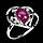 Серебряное Кольцо с натуральным Рубином и фианитами "Сердце", фото 2