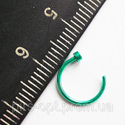 Кільце з фіксатором для пірсингу носа. Медична сталь, анодоване покриття (зелене)., фото 2