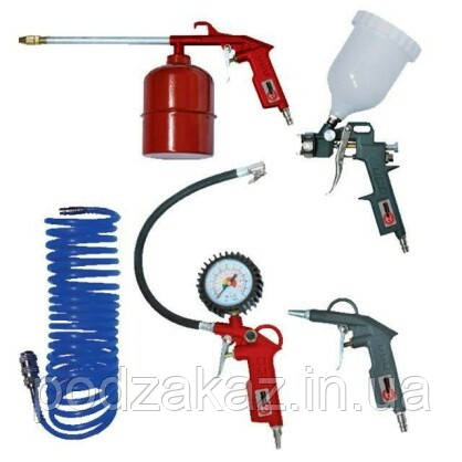 Набір фарбувальний пневматичний 5 одиниць (шланг поліуретановий) Intertool PT-1502, фото 1