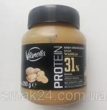 Горіхова паста PROTEIN 31% без цукру і пальмової олії з ваніллю Vitanella 350 г Польща