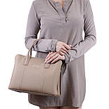 Сумка жіноча бежева стильна з натуральної шкіри, фото 5