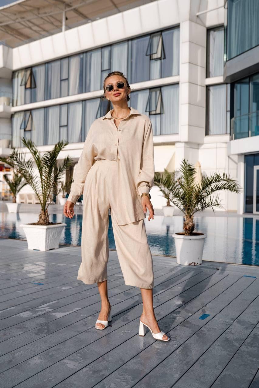 Костюм жіночий Неживість розкішний сорочка вільної крони и  Кюлоти Ddi2557 штани