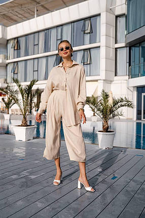 Костюм жіночий Неживість розкішний сорочка вільної крони и Кюлоти Ddi2557 штани, фото 1