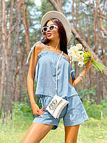 Костюм літній вільний шорти та майка на бретелях бавовна, фото 3