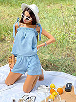 Костюм літній вільний шорти та майка на бретелях бавовна, фото 5